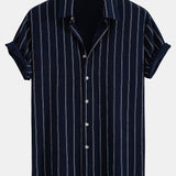 Ensemble Capucine — chemise texturée rayée & pantalon en lin à jambe droite