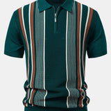Ensemble — polo zippé en maille rayée & pantalon fuselé coupe slim