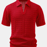 Ensemble — polo crocheté à col V & short texturé froissé à cordon
