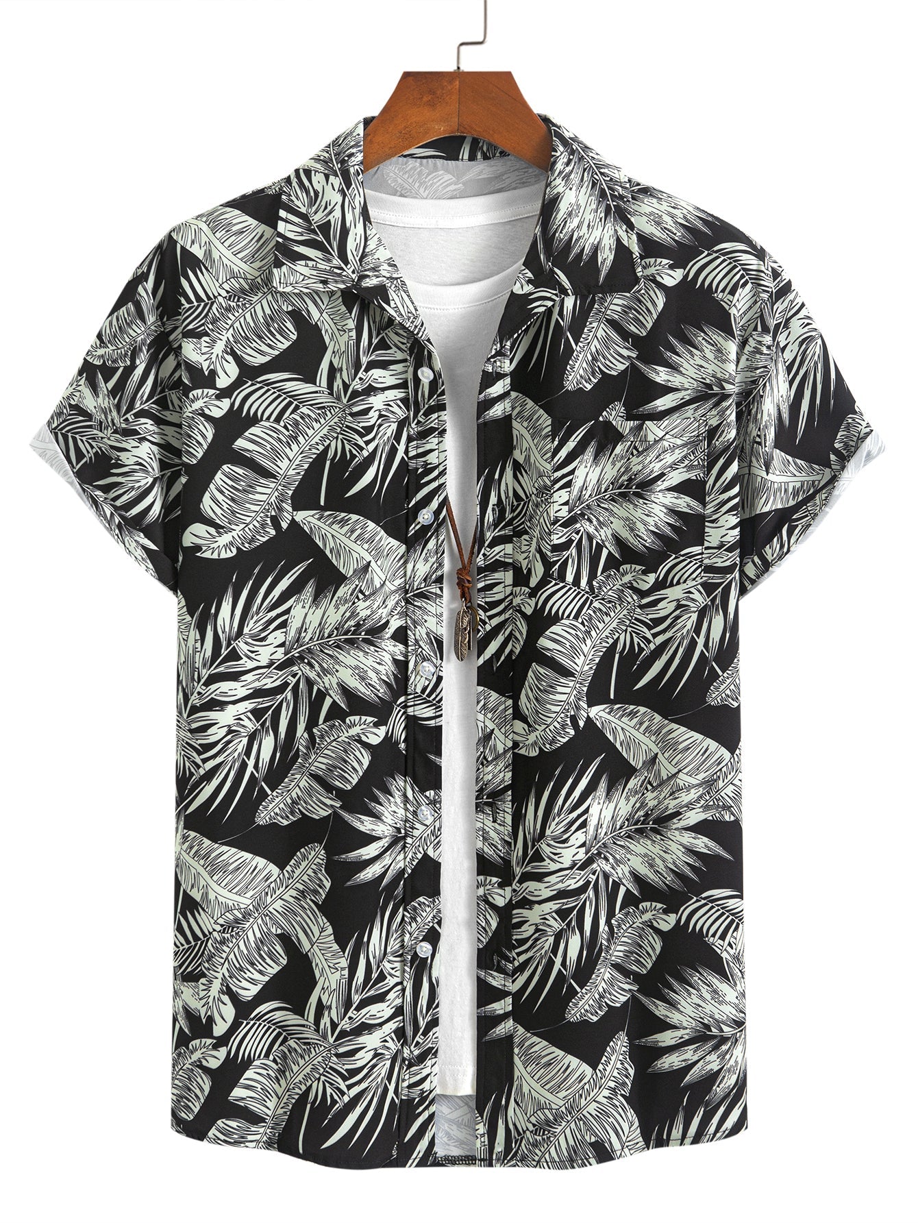 Ensemble Améline — chemise à imprimé plantes tropicales & short de bain à cordon