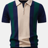 Ensemble — polo en maille texturée color block & pantalon fuselé coupe slim
