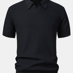 Ensemble — polo en maille jacquard à vagues et col V & pantalon côtelé à jambe droite