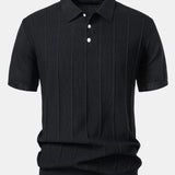 Ensemble — polo en maille jacquard rayée & pantalon côtelé à jambe droite