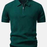 Ensemble — polo zippé en maille texturée à losanges & pantalon fuselé