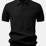 Ensemble — polo en maille crochetée texturée à col Johnny & pantalon texturé froissé
