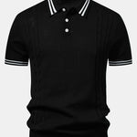 Ensemble — polo en maille jacquard torsadé à bordure contrastante & pantalon fuselé