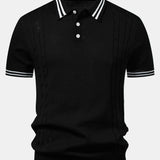 Ensemble — polo en maille jacquard torsadé à bordure contrastante & pantalon fuselé