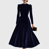 Julie — Robe Midi à Manches Longues Bleu Marine