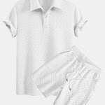 Ensemble — polo jacquard géométrique & short jacquard géométrique