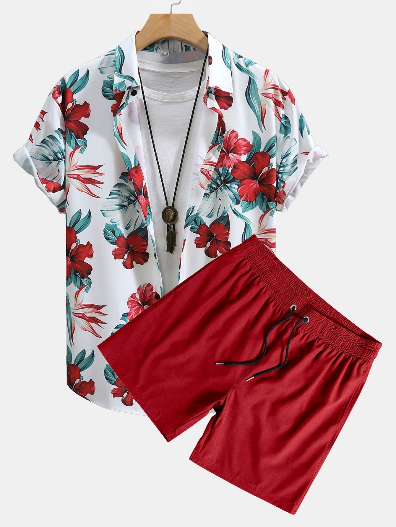 Ensemble Améline — chemise à imprimé floral tropical & short de bain