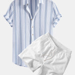 Ensemble — chemise texturée rayée & short texturé froissé à cordon