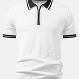 Ensemble Améline — polo zippé en maille à bordure contrastante & pantalon fuselé coupe slim