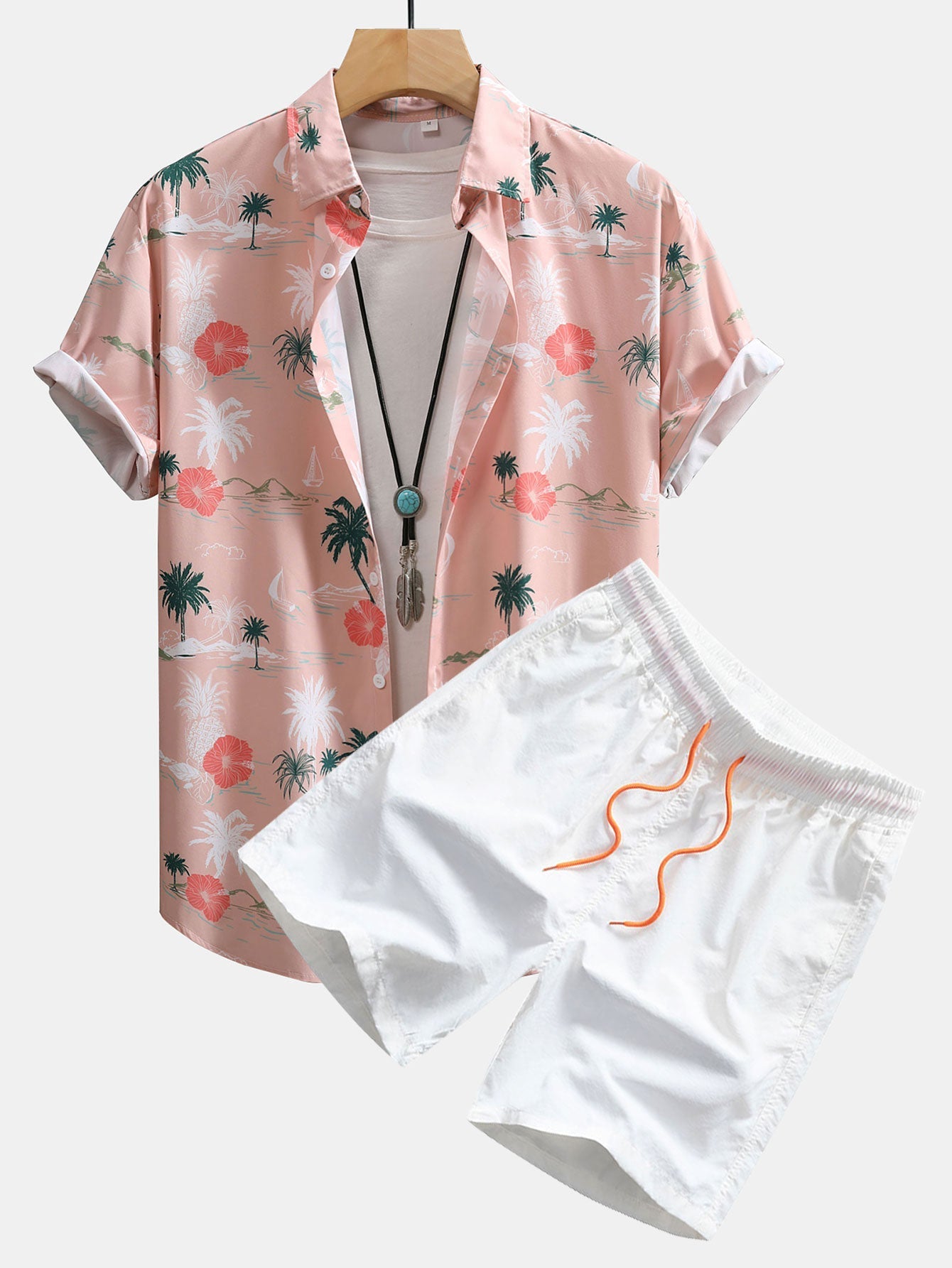 Ensemble Améline — chemise à imprimé plantes tropicales & short de bain
