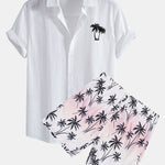 Ensemble — chemise en lin et coton à imprimé palmiers & short de bain