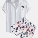 Ensemble — chemise en lin et coton à imprimé palmiers & short de bain