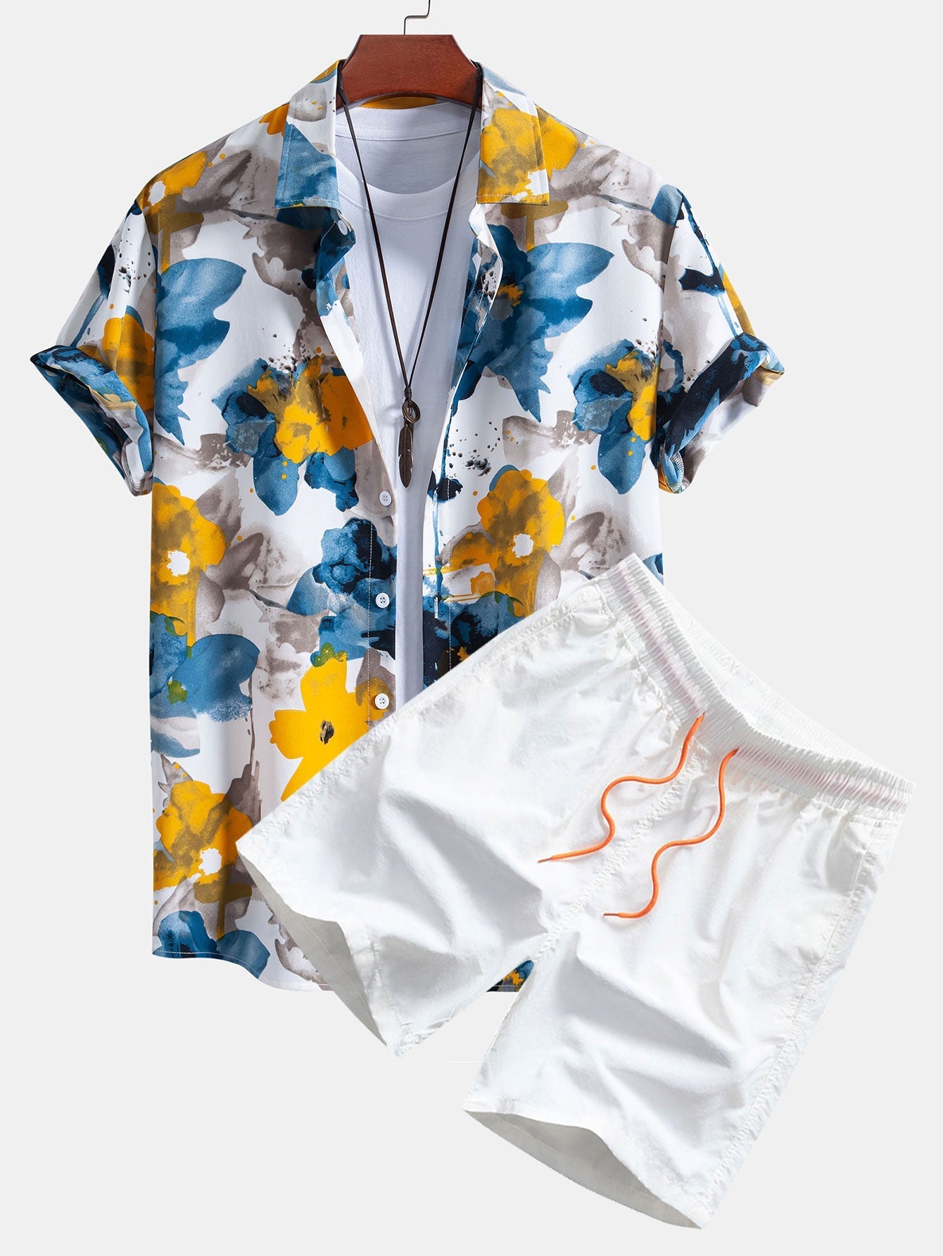 Ensemble Capucine — chemise à imprimé floral à l'encre & short de bain