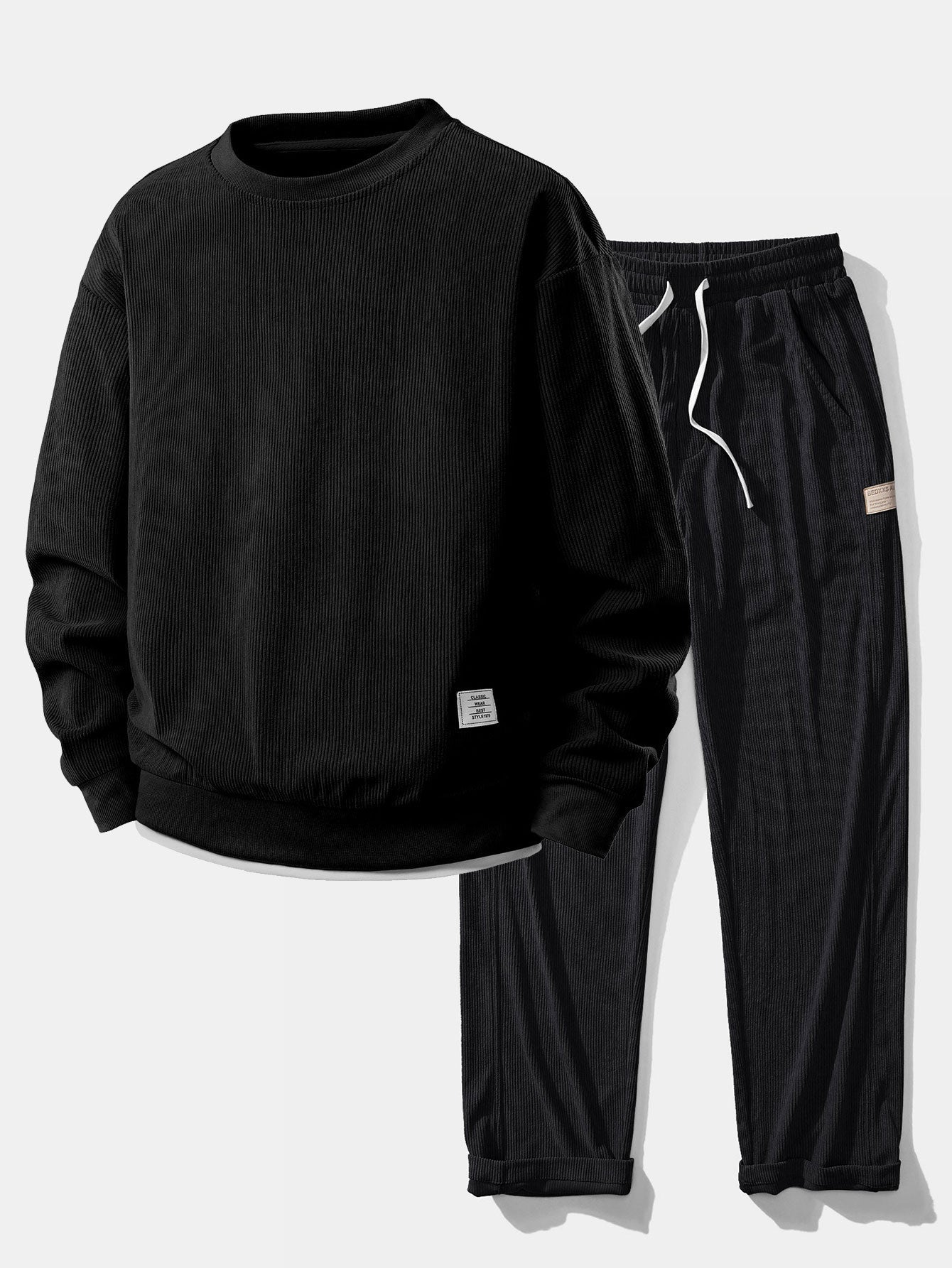 Ensemble — sweat en velours côtelé extensible 2 en 1 à col rond & pantalon en velours côtelé
