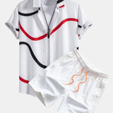 Ensemble Capucine — chemise à imprimé linéaire & short de bain