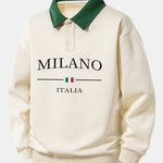 Ensemble — sweat polo contrastant à imprimé Milano & pantalon rayé à ourlet fendu