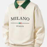 Ensemble — sweat polo contrastant à imprimé Milano & pantalon rayé à ourlet fendu