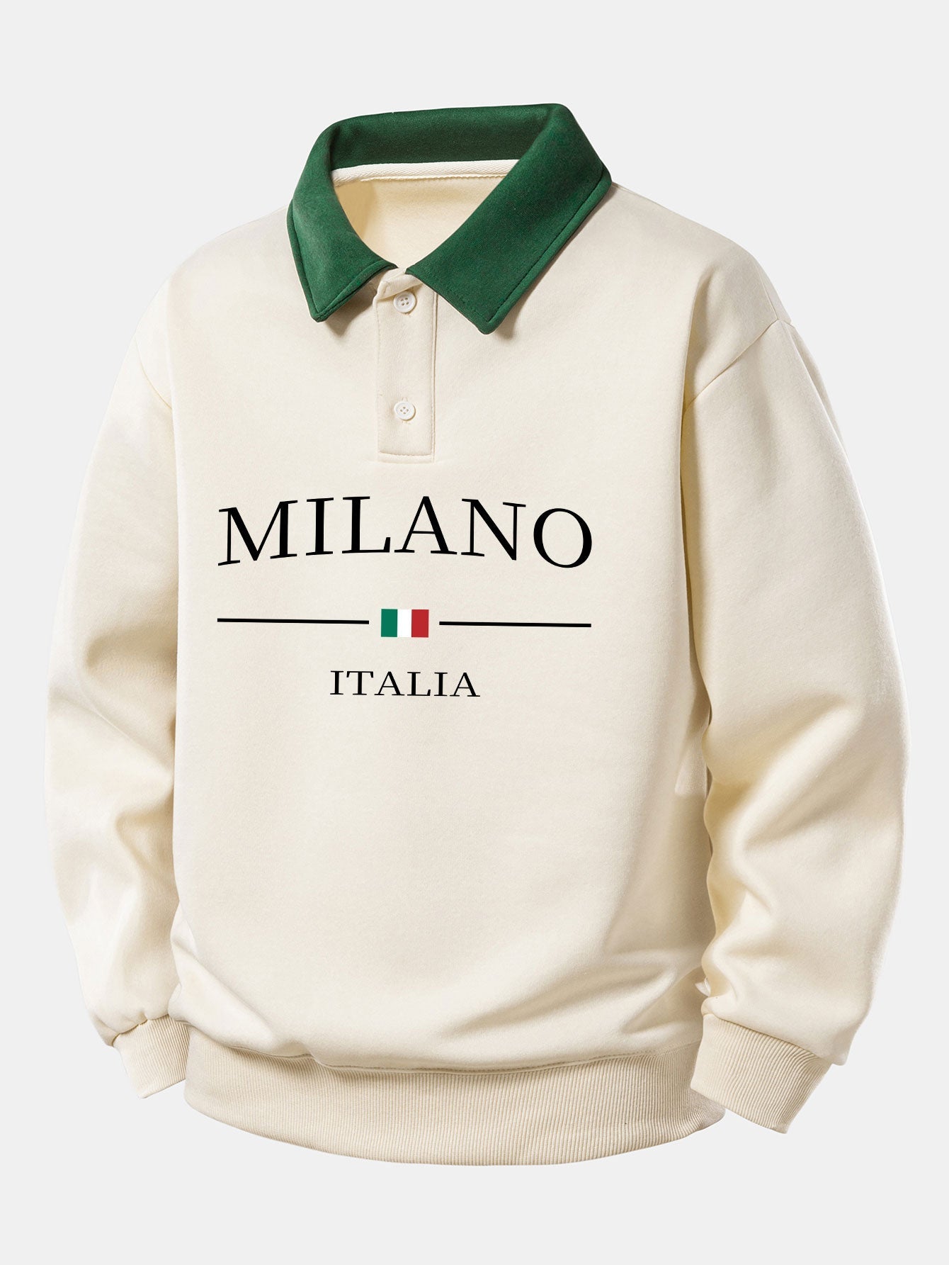 Ensemble — sweat polo contrastant à imprimé Milano & pantalon rayé à ourlet fendu