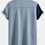 Ensemble — chemise patchwork en velours côtelé à manches courtes & short en velours côtelé à cordon