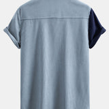 Ensemble — chemise patchwork en velours côtelé à manches courtes & short en velours côtelé à cordon
