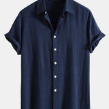 Ensemble — chemise en lin et viscose & short à cordon en lin mélangé