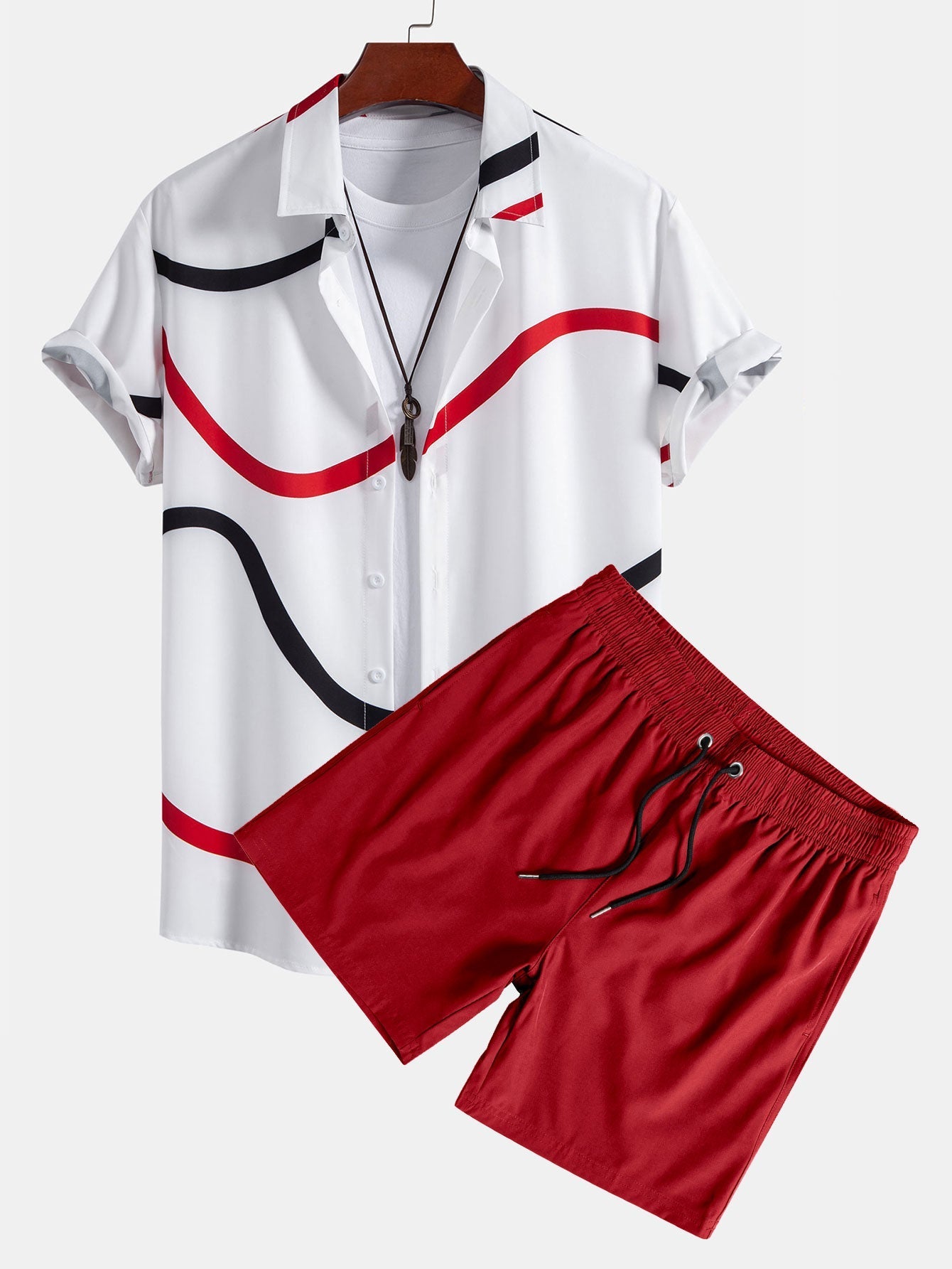 Ensemble Améline — chemise à imprimé linéaire & short de bain