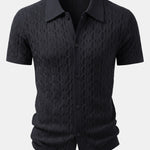 Ensemble — chemise en maille jacquard torsadé & pantalon fuselé coupe slim