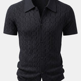 Ensemble — chemise en maille jacquard torsadé & pantalon fuselé coupe slim