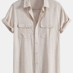 Chemise utilitaire à poches en lin et viscose