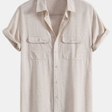 Chemise utilitaire à poches en lin et viscose