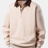 Ensemble Améline — sweat à col polo en velours côtelé contrastant & pantalon en velours côtelé