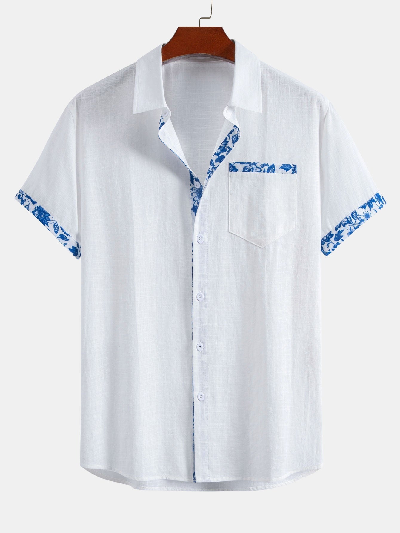 Capucine — Chemise en lin à imprimé floral contrastant