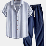 Ensemble Améline — chemise en lin rayé & pantalon en lin à jambe droite