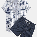 Ensemble — chemise à imprimé nautique & short de bain à imprimé rayé
