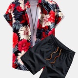 Ensemble Capucine — chemise à imprimé fleurs tropicales & short de bain