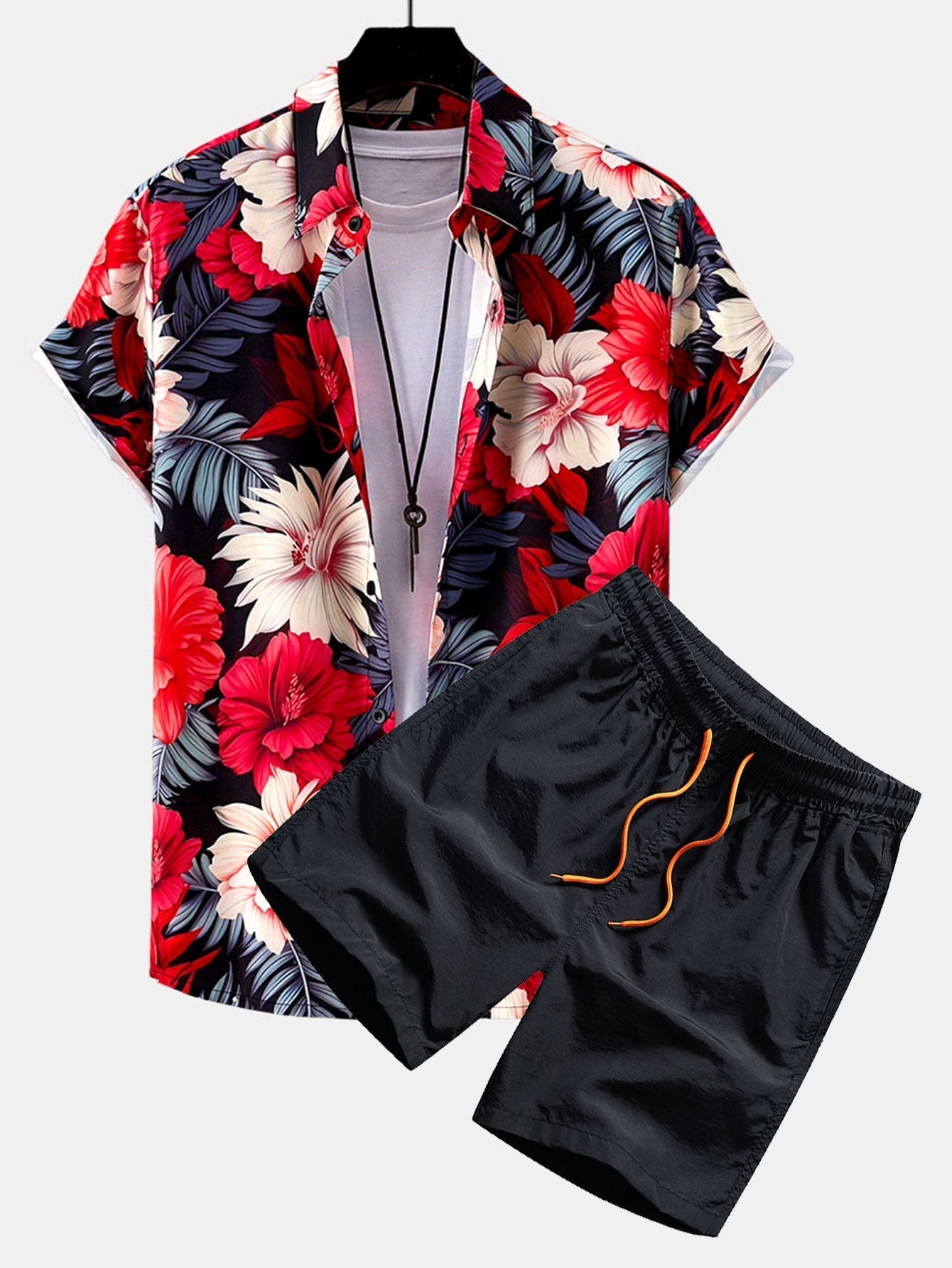 Ensemble Capucine — chemise à imprimé fleurs tropicales & short de bain