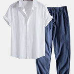 Ensemble — chemise en lin et coton & pantalon en lin et coton à jambe droite