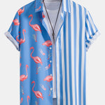 Ensemble — chemise à empiècements rayés et flamants roses & short de bain