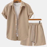 Ensemble — chemise jacquard à losanges géométriques & short à cordon