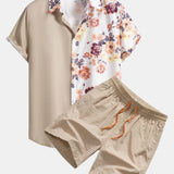 Ensemble Améline — chemise patchwork à imprimé floral & short de bain