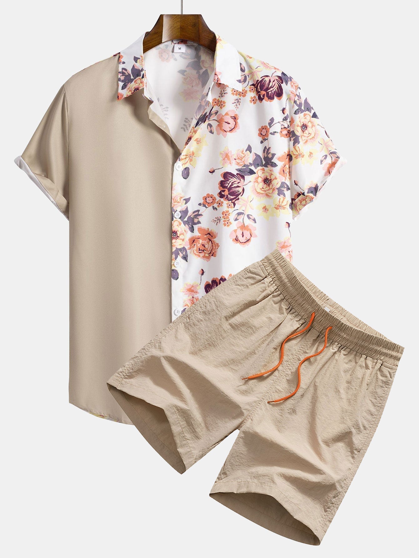 Ensemble Améline — chemise patchwork à imprimé floral & short de bain