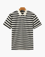 Horizontal Stripe Polo with Contrast Collar