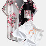 Ensemble — chemise à imprimé roses bicolore & short de bain