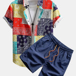 Ensemble — chemise à imprimé paisley color block & short de bain