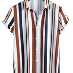 Ensemble Capucine — chemise à rayures colorées & short de bain
