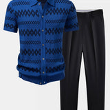 Ensemble Capucine — chemise en maille géométrique & pantalon fuselé coupe slim