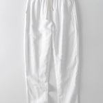 Ensemble — chemise en coton rayé à col officier et manches courtes & pantalon en lin